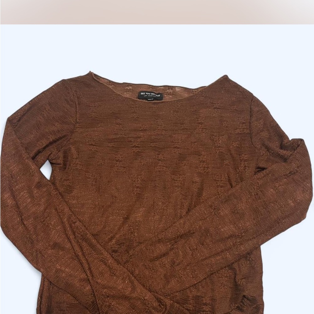 See you Monday crop top Long sleeve